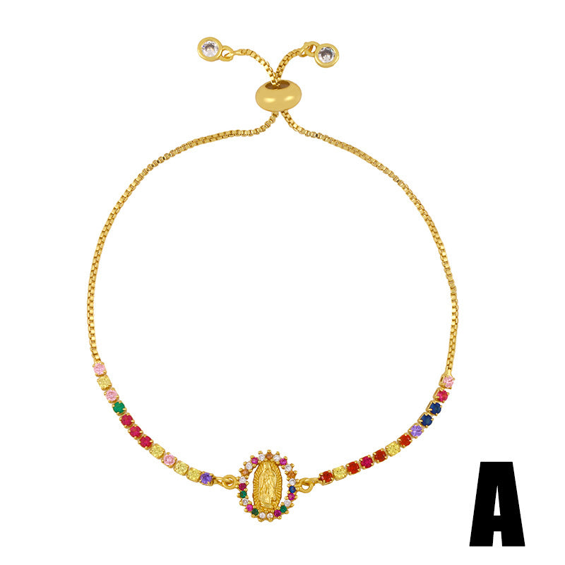 Adjustable Fashion Bracelet with Colored Zirconia Stones