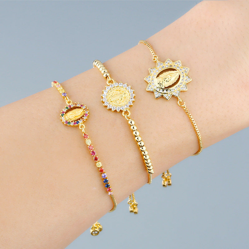 Adjustable Fashion Bracelet with Colored Zirconia Stones