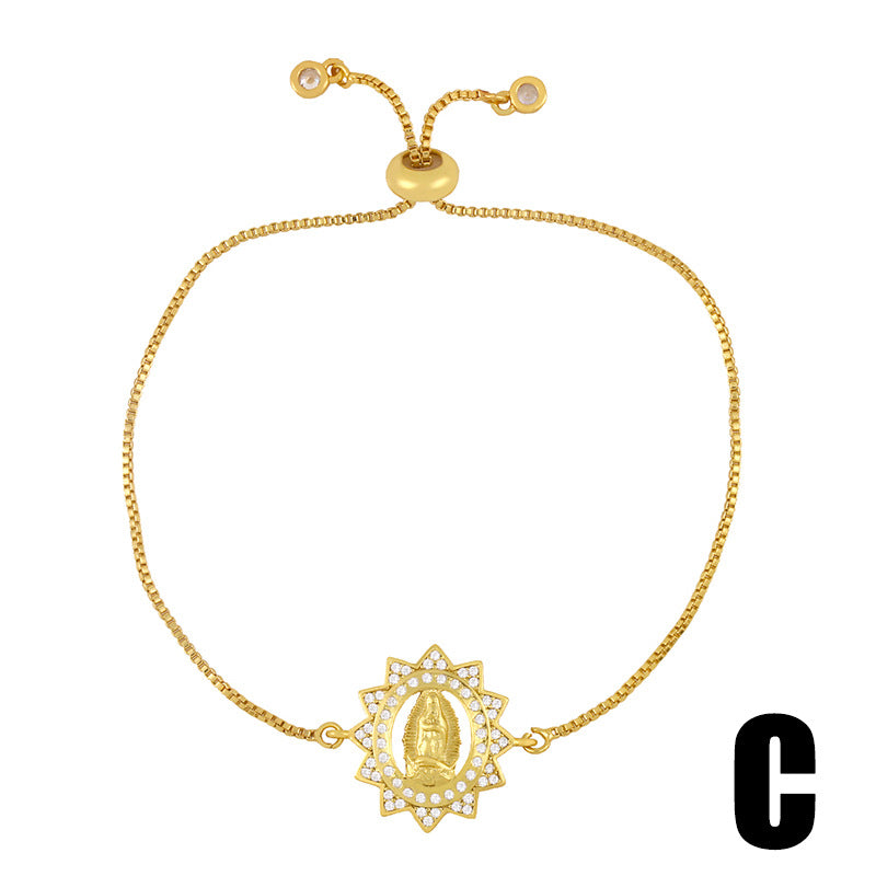 Adjustable Fashion Bracelet with Colored Zirconia Stones